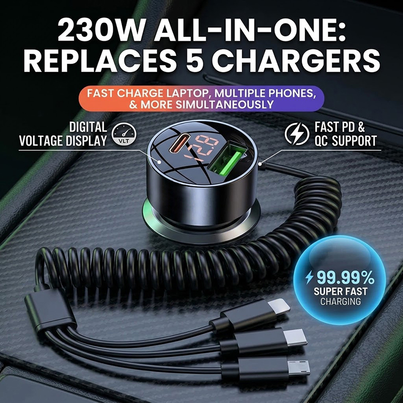 ที่ชาร์จในรถยนต์แบบ 3-in-1 พร้ - Laptop Charger บทวิจารณ์และราคา